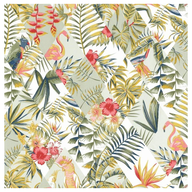 Papier peint Paradise Motifs tropicaux et triangulaires vert – JUNGLE - Caselio