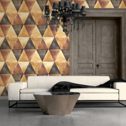 Papier peint Triangles Métallisés orange et cuivre - HEXAGONE - Ugepa - L62505