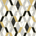 Papier peint vinyle motif hexagonal marbre et doré - HEXAGONE - UGEPA