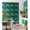 Papier peint Coconut Motifs feuilles de cocotier nuances de vert sur fond noir – JUNGLE - Caselio