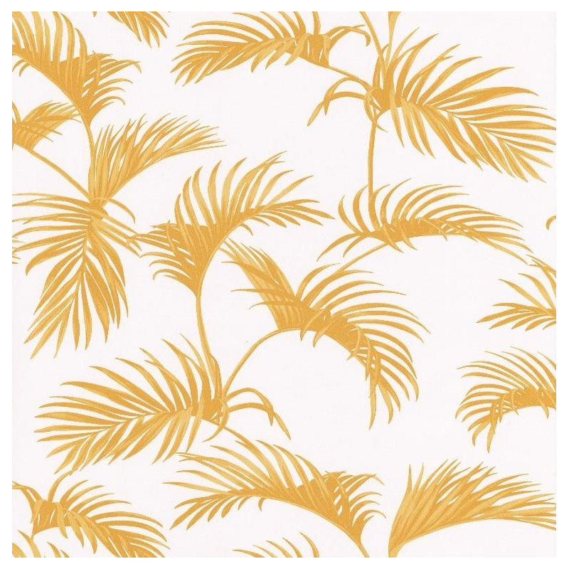 Papier peint Palmes Motifs feuilles de palmier orange sur fond beige – JUNGLE - Caselio