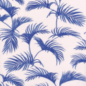 Papier peint Palmes Motifs feuilles de palmier bleu foncé sur fond beige – JUNGLE - Caselio