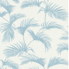 Papier peint Palmes Motifs feuilles de palmier bleu clair sur fond beige – JUNGLE - Caselio