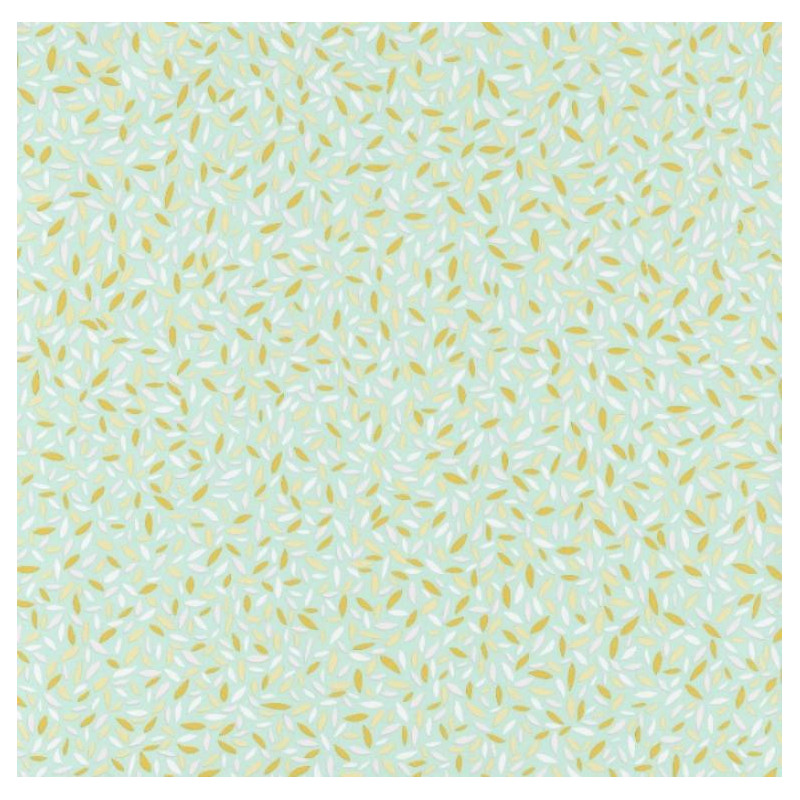 Papier peint Pépins Motifs grains de riz jaune/orangé sur fond bleu/vert – JUNGLE - Caselio