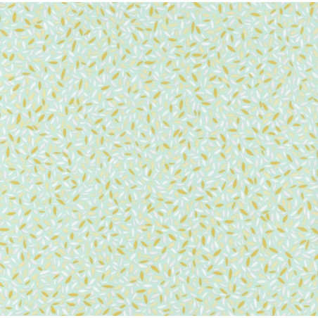 Papier peint Pépins Motifs grains de riz jaune/orangé sur fond bleu/vert – JUNGLE - Caselio