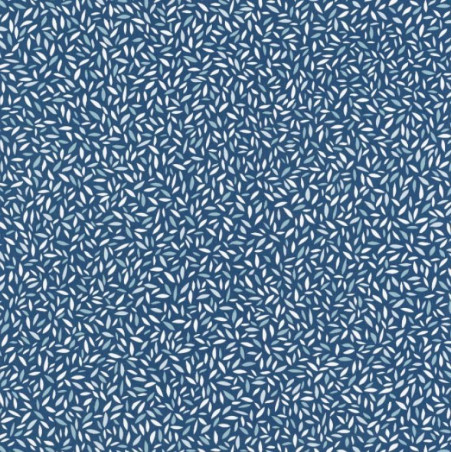 Papier peint Pépins Motifs grains de riz bleu clair sur fond bleu foncé – JUNGLE - Caselio