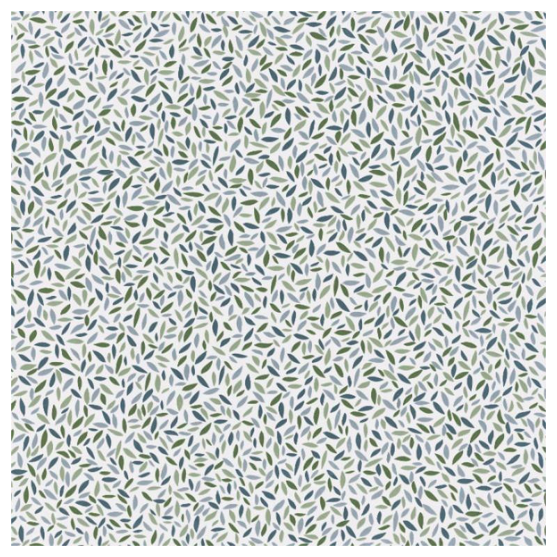 Papier peint Pépins Motifs grains de riz bleu/vert sur fond blanc – JUNGLE - Caselio
