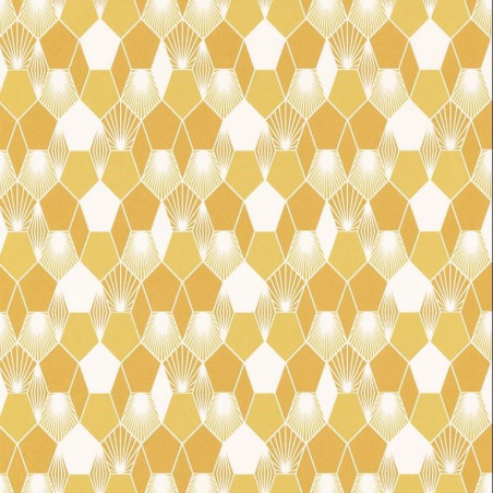 Papier peint Hamac Motifs nids d'abeilles nuance jaune/orange – JUNGLE - Caselio