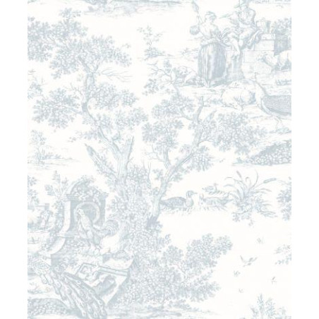 Papier peint à motifs Paon bleu doux - FONTAINEBLEAU - Casadeco Papier peint à motifs Paon bleu doux - FONTAINEBLEAU - Casadeco