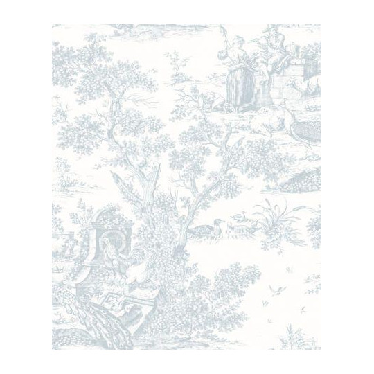 Papier peint à motifs Paon bleu doux - FONTAINEBLEAU - Casadeco