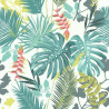 Papier peint vinyle sur intissé Jungle Mix vert et corail  - Lutèce 