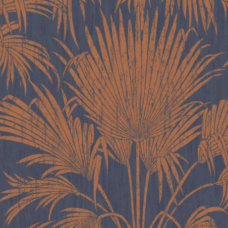 Papier peint intissé JOSEPHINE FOIL bleu/cuivre - Belle Epoque Casadeco