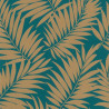 Papier peint intissé Barbara Majorelle feuillage or sur fond bleu - Rasch