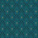 Papier peint Coquilles Art Déco bleu paon - Rasch - 808445
