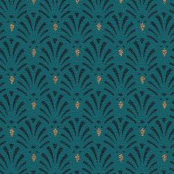 Papier peint Coquilles Art Déco bleu paon - Rasch - 808445