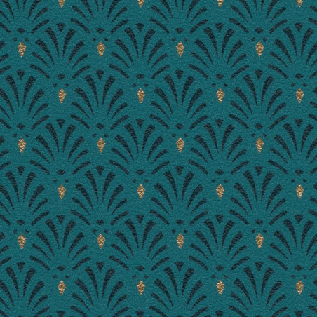 Papier peint Coquilles Art Déco bleu paon - Rasch - 808445