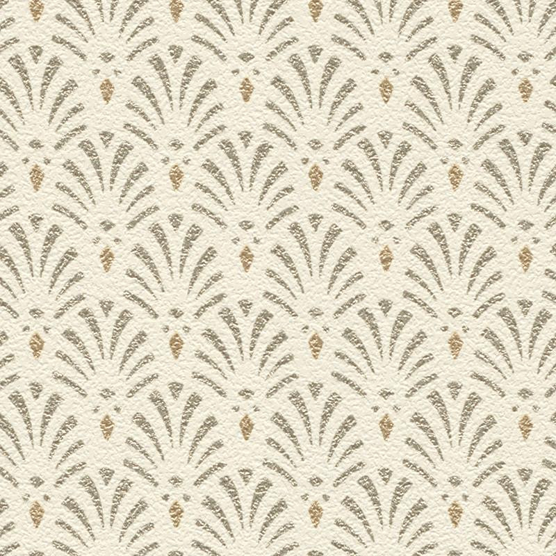Papier peint intissé Coquilles motif art déco beige - Rasch