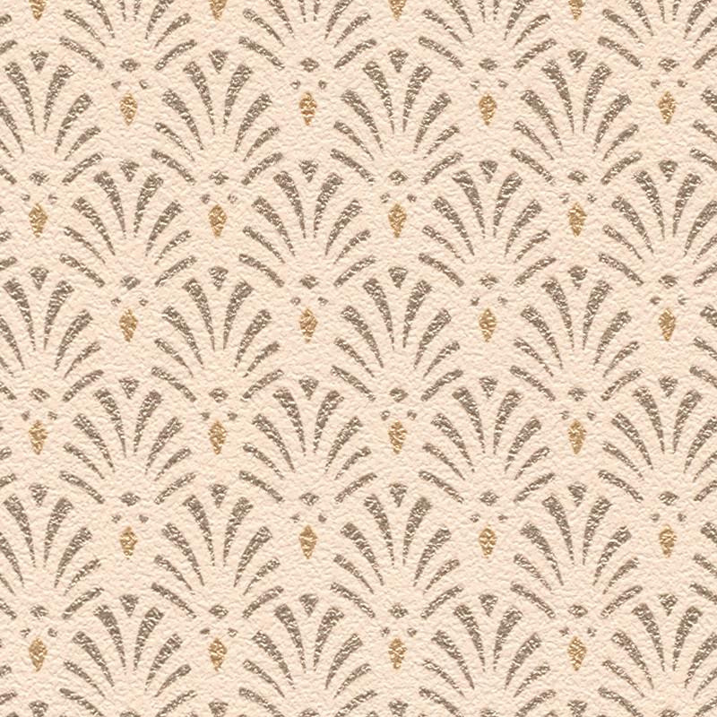 Papier peint Coquilles Art Déco rose pastel - Rasch - 808414