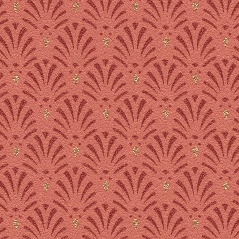 Papier peint Coquilles Art Déco Terracotta - Rasch - 808438