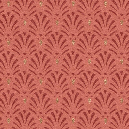Papier peint Coquilles Art Déco Terracotta - Rasch - 808438