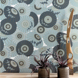 Papier peint Wagaza bleu et gold - HANAMI - Caselio - HAN100326300