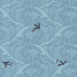 Papier peint Sushi bleu clair et gold - HANAMI - Caselio - HAN100396237