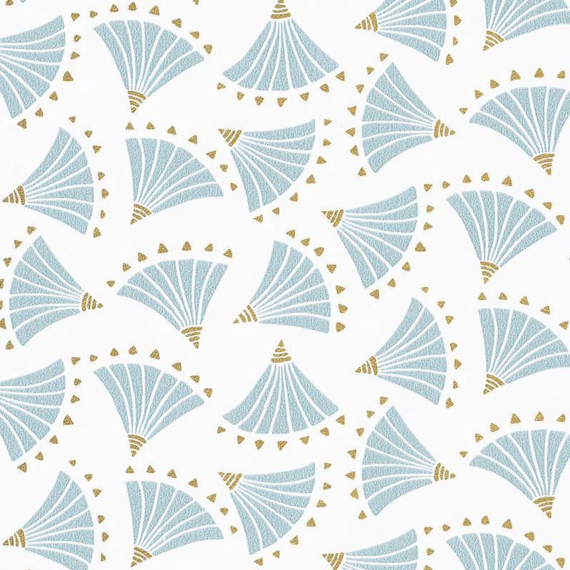 Papier peint Origami bleu clair et gold - HANAMI - Caselio - HAN100366100