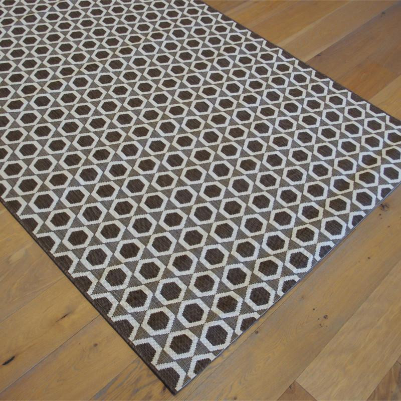  Tapis Hexagones chocolat / écru - 160x230cm - ESSENZA BALTA