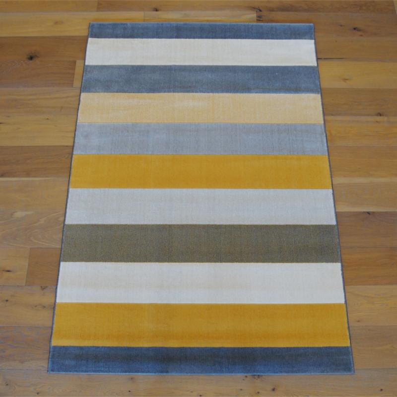 Tapis velours ras "Rayures jaune et gris" - Canvas BALTA 140x200