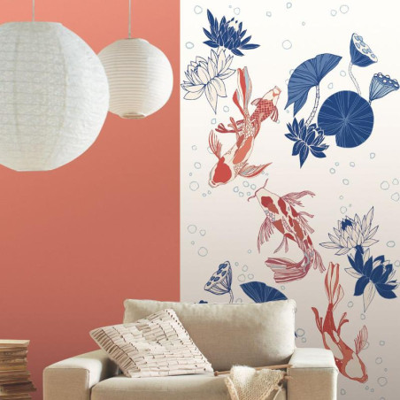 Panoramique Carpe Diem bleu et terracotta - HANAMI - Caselio - HAN100428102