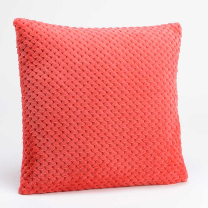 Coussin relief damier uni rouge cranberry - 40x40cm - Amadeus