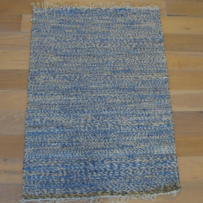 Tapis corde naturel et ruban bleu - VISTA- 120x170 - PAPILIO