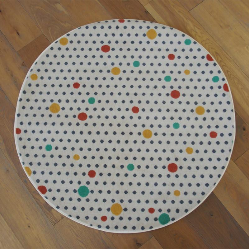 Tapis rond "Pois colorés et écru" - Canvas BALTA Diam.120