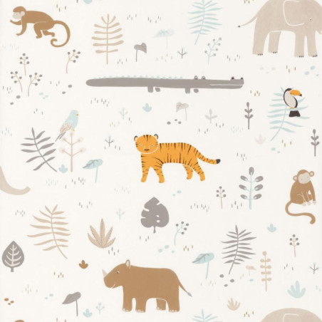 Papier peint intissé enfant à motif Savanna beige - HAPPY DREAMS Casadeco