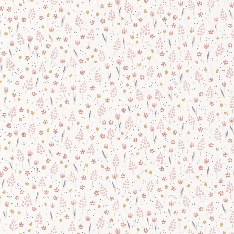 Papier peint intissé enfant fleurs Liberty jaune/rose - HAPPY DREAMS Casadeco