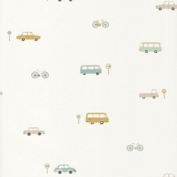 Papier peint Voitures vintage vert menthe - HAPPY DREAMS - Casadeco - HPDM82777317