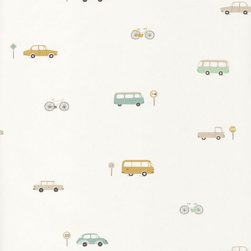Papier peint Voitures vintage vert menthe - HAPPY DREAMS - Casadeco - HPDM82777317