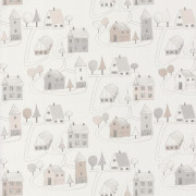 Papier peint intissé enfant Small Village gris/beige - HAPPY DREAMS Casadeco