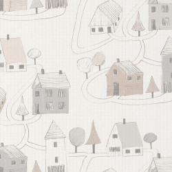 Papier peint Small Village gris et beige - HAPPY DREAMS - Casadeco - HPDM82841329
