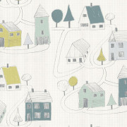 Papier peint Small Village vert menthe - HAPPY DREAMS - Casadeco - HPDM82847128
