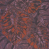 Papier peint FEUILLES orange / prune - PANAMA- Casadeco 