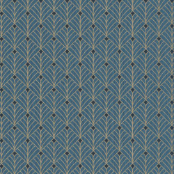 Papier peint Mistinguett bleu canard et doré - SCARLETT - Caselio - SRL100436053