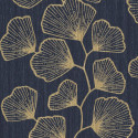 Papier peint GINKGO bleu nuit et doré - SCARLETT - Caselio