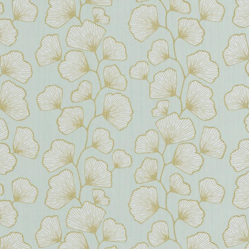 Papier peint Ginkgo vert d'eau et doré - SCARLETT - Caselio - SRL100487003