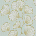 Papier peint Ginkgo vert d'eau et doré - SCARLETT - Caselio - SRL100487003
