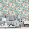Papier peint Palmes Jungle - vert et cuivre - Ugepa