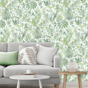 Papier peint Feuillage Tropical et Oiseaux - vert - Ugepa