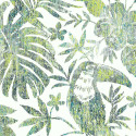 Papier peint Feuillage Tropical et Oiseaux - vert - Ugepa
