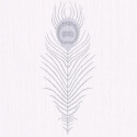 Papier peint PEACOCK blanc et argenté - SCARLETT - Caselio
