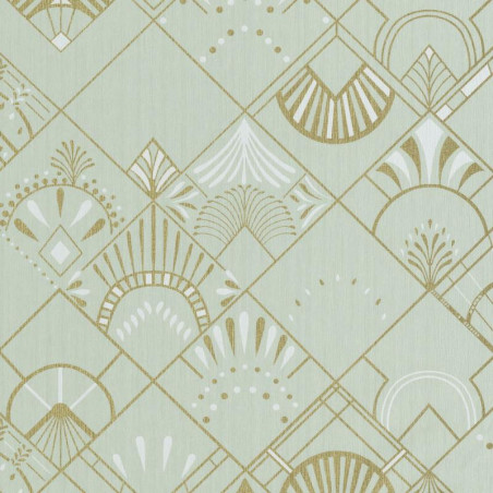 Papier peint Golden Years vert amande et or - SCARLETT - Caselio - SRL100457098